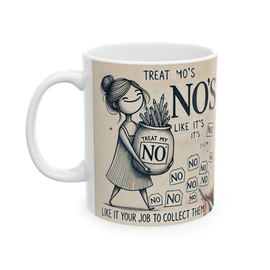 Treat My No's Like Its' Your Job To Collect Them Ceramic Mug, (11oz, 15oz)